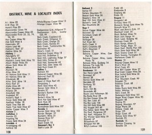 District, Mine, Locality Index p. 108 - 109